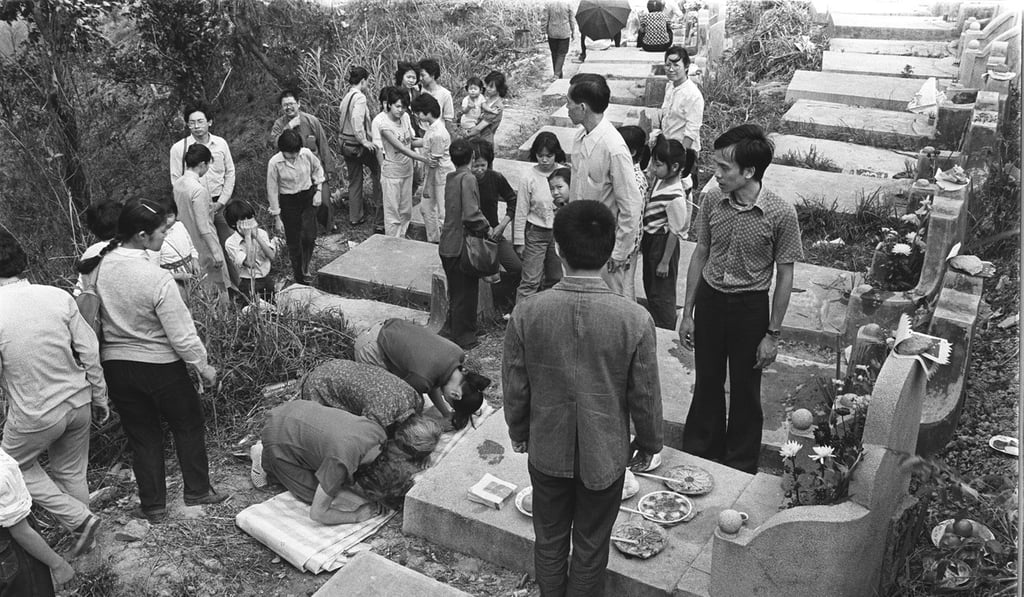 Traditional offerings are placed on graves at Wo Hop Shek Cemetery. Picture: SCMP