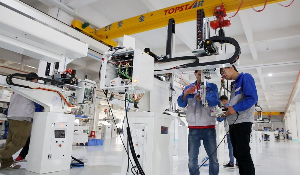 A robotic assembly line at Guangdong Topstar Technology in Dongguan. China has made great progress on the science and technology front, but US President Donald Trump has accused Chinese firms of stealing US companies’ intellectual property. Photo: Thomas Yau