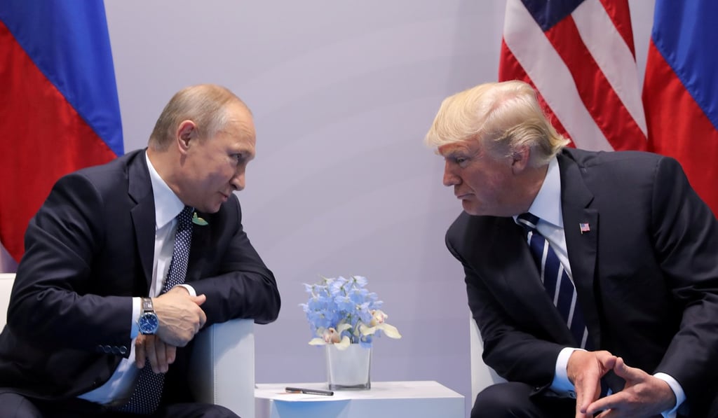 Russia's President Vladimir Putin talks to US President Donald Trump during their bilateral meeting at the G20 summit in Hamburg, Germany, on July 7, 2017. Photo: Reuters