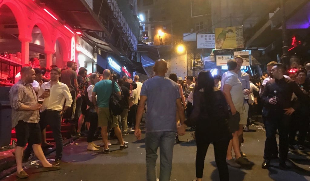 People line Lan Kwai Fong.