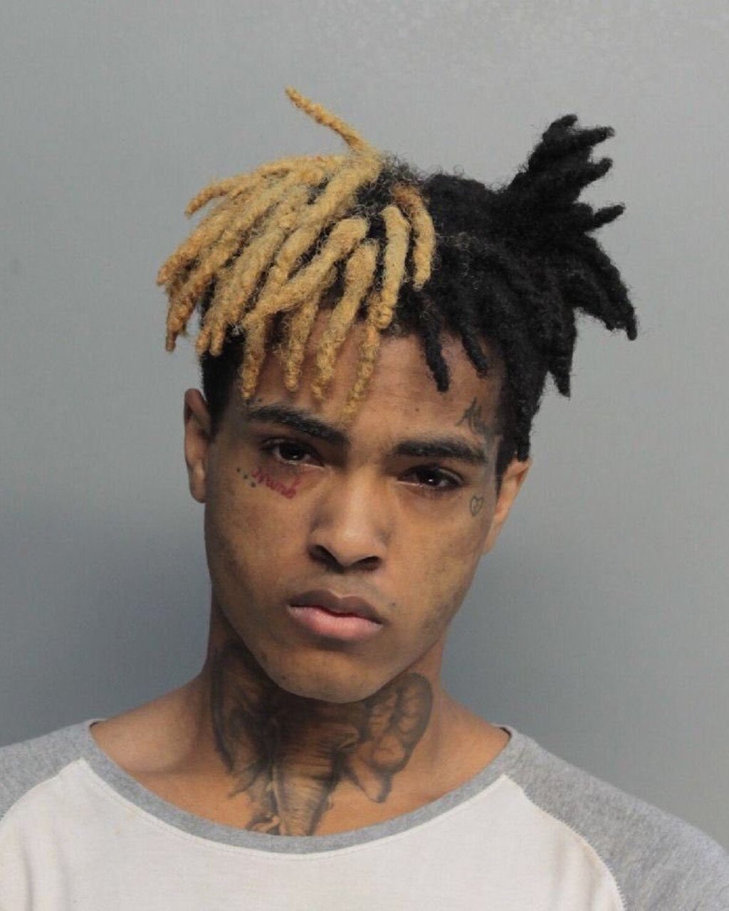 Xxxtentacion’s mugshot after his arrest for domestic abuse.