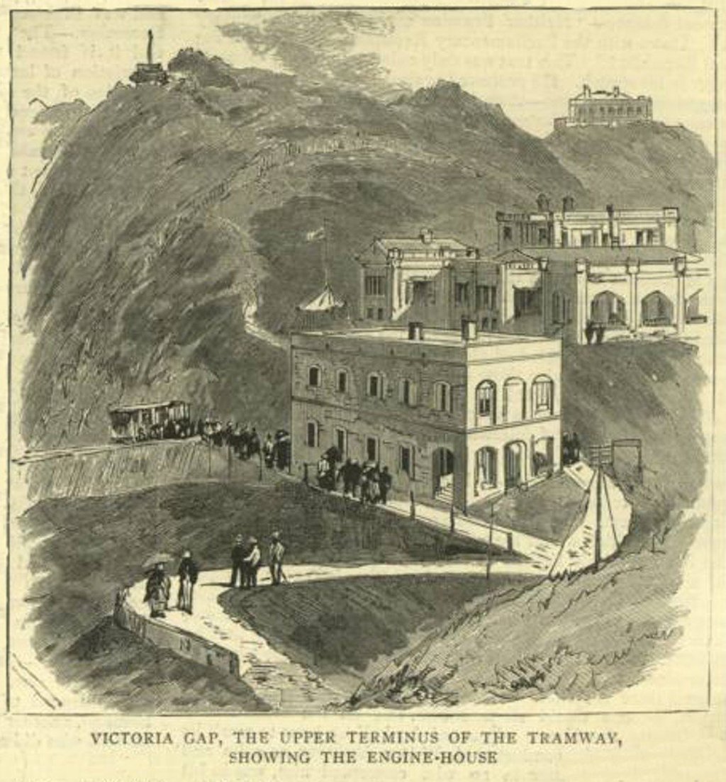 A sketch of the newly opened Peak Tram.