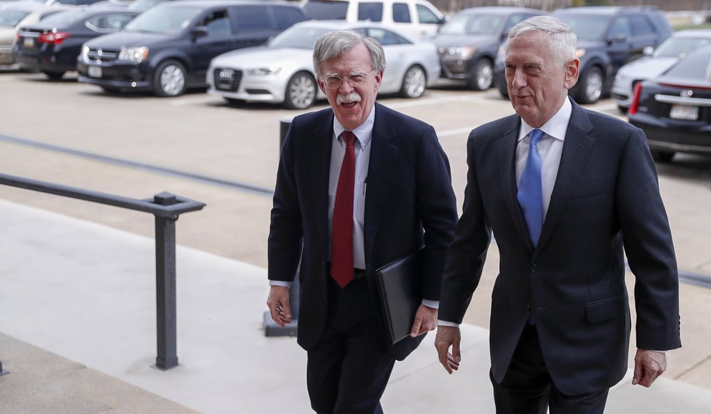 It remains unclear whether John Bolton (left) can work with his colleagues on US President Donald Trump’s national security team, including Secretary of Defense James Mattis (right). Photo: EPA It remains unclear whether John Bolton (left) can work with his colleagues on US President Donald Trump’s national security team, including Secretary of Defense James Mattis (right). Photo: EPA