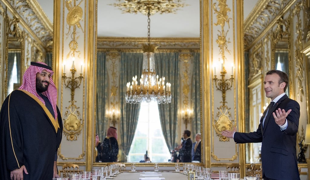 A handout picture provided by the Saudi royal palace on Tuesday shows Saudi Arabia's Crown Prince Mohammed bin Salman and French President Emmanuel Macron during a meeting in Paris. Photo: AFP / Saudi Royal Palace / Bandar Al-Jaloud A handout picture provided by the Saudi royal palace on Tuesday shows Saudi Arabia's Crown Prince Mohammed bin Salman and French President Emmanuel Macron during a meeting in Paris. Photo: AFP / Saudi Royal Palace / Bandar Al-Jaloud