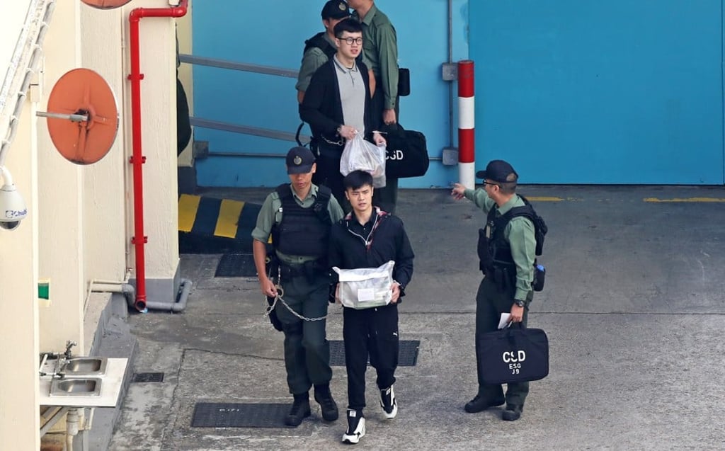 Lau (centre top, with glasses) and Cheung Sin-hang questioned Tsang over the need to kill Cheung Man-li. Photo: Handout