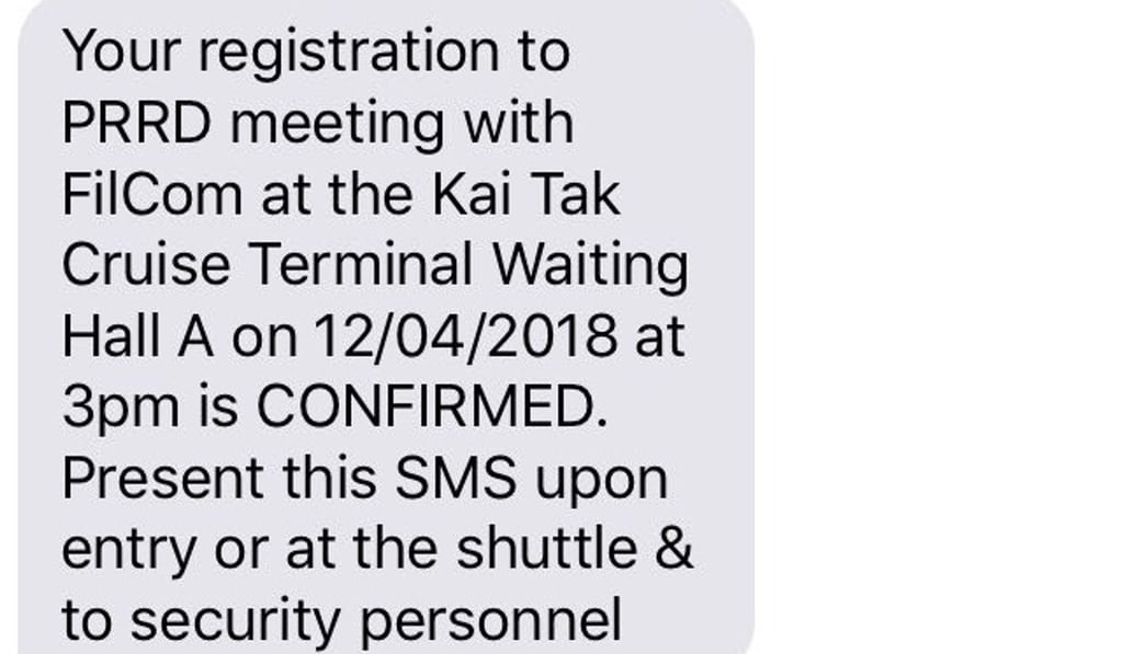 The text message the group received.