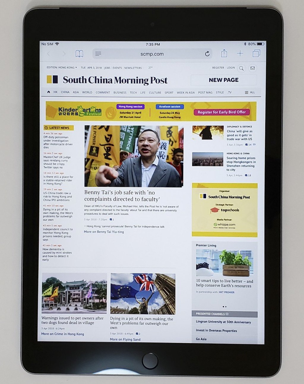 The front of the new Apple iPad. Photo: Ben Sin
