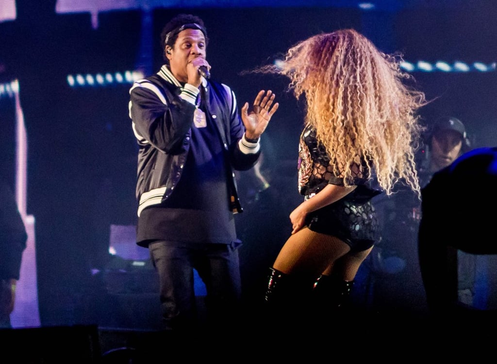 Beyoncé (right) performs with her rap mogul husband, Jay-Z, on Saturday during the Coachella Music and Arts Festival. Photo: AFP