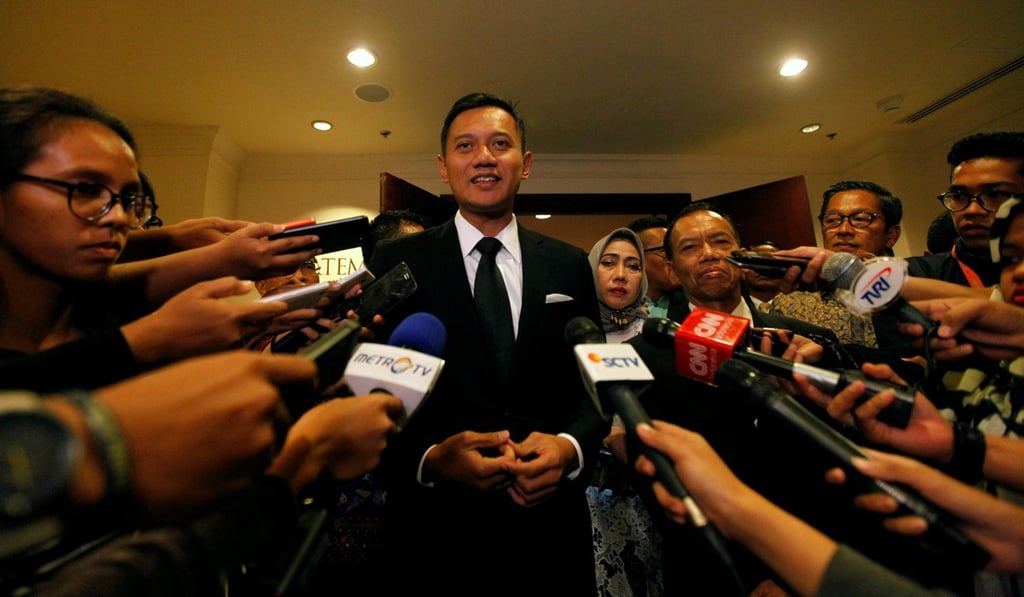 Agus Harimurti Yudhoyono, candidate for Jakarta governor and son of former Indonesia president Susilo Bambang Yudhoyono, speaks after a meeting in Jakarta, Indonesia. Photo: Reuters
