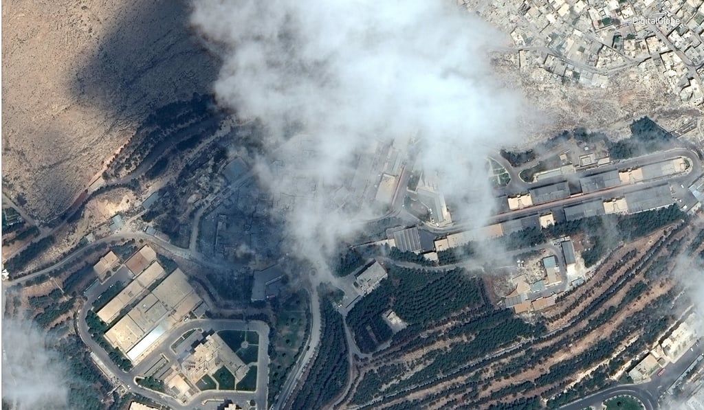 A satellite image shows a research centre in Damascus after being struck by US and coalition missiles. Photo: Reuters