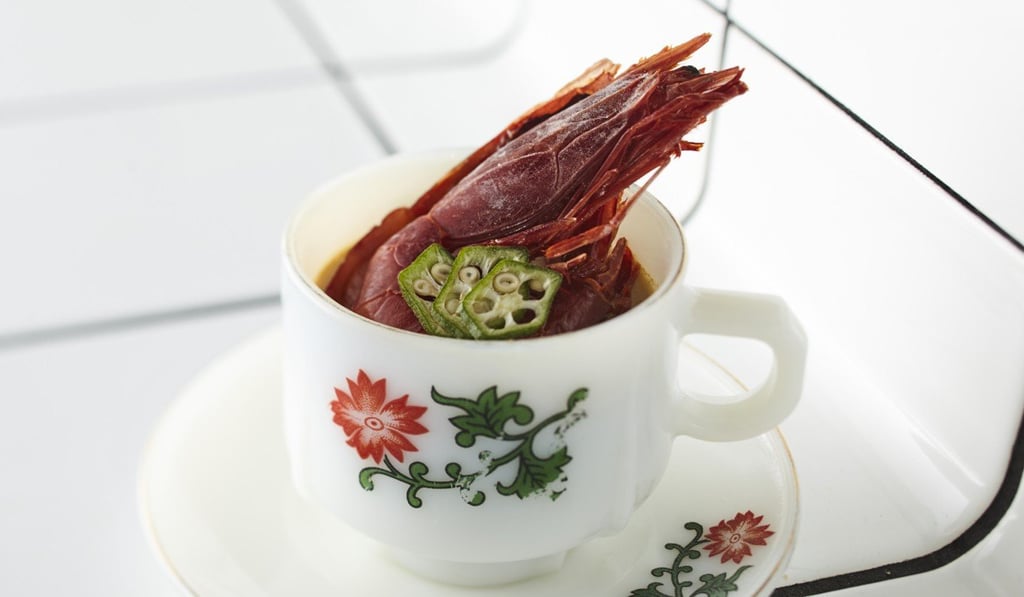 OKRA ‘s Carabinero prawn with steamed egg custard