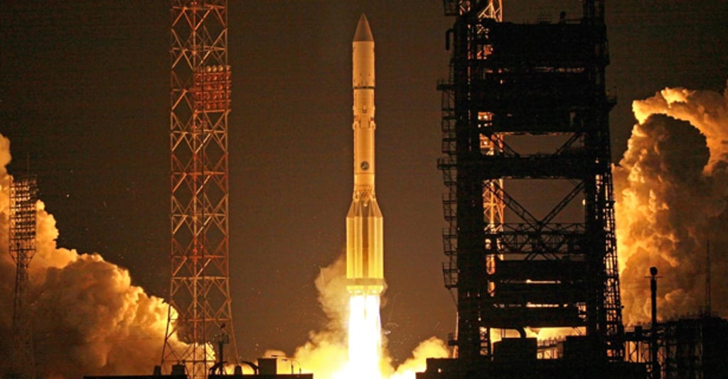 A Russian Proton rocket booster blasts off from the Russian-leased Baikonur Cosmodrome in Kazakhstan. The rocket successfully launched the SES- 4 communication satellite for a Luxembourg-based SES company. Photo: AP