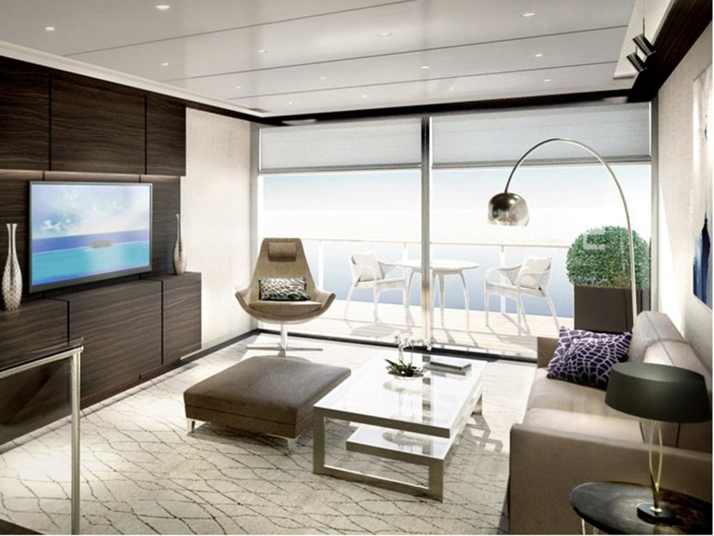 Suites aboard are luxurious and well equipped, with a private terrace. Suites aboard are luxurious and well equipped, with a private terrace.