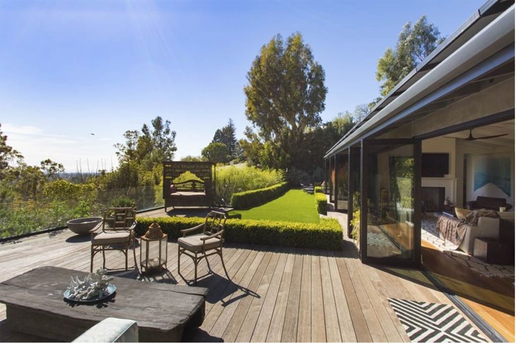 Christopher Kennedy Lawford’s 1,720-square foot bungalow has large outdoor entertaining spaces on a just under one third of an acre in Brentwood, Los Angeles. Photo: Sotheby's International Realty Christopher Kennedy Lawford’s 1,720-square foot bungalow has large outdoor entertaining spaces on a just under one third of an acre in Brentwood, Los Angeles. Photo: Sotheby's International Realty