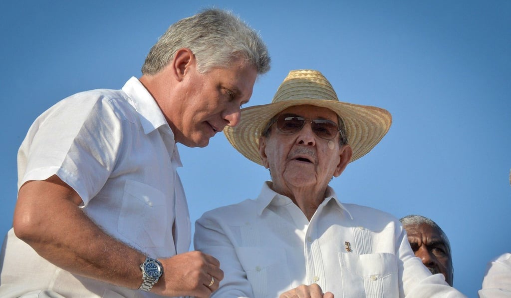 Cuban President Raul Castro, right, and First Vice-President Miguel Diaz Canel attend the May Day parade at Revolution Square in Havana in 2016. Photo: AFP Cuban President Raul Castro, right, and First Vice-President Miguel Diaz Canel attend the May Day parade at Revolution Square in Havana in 2016. Photo: AFP
