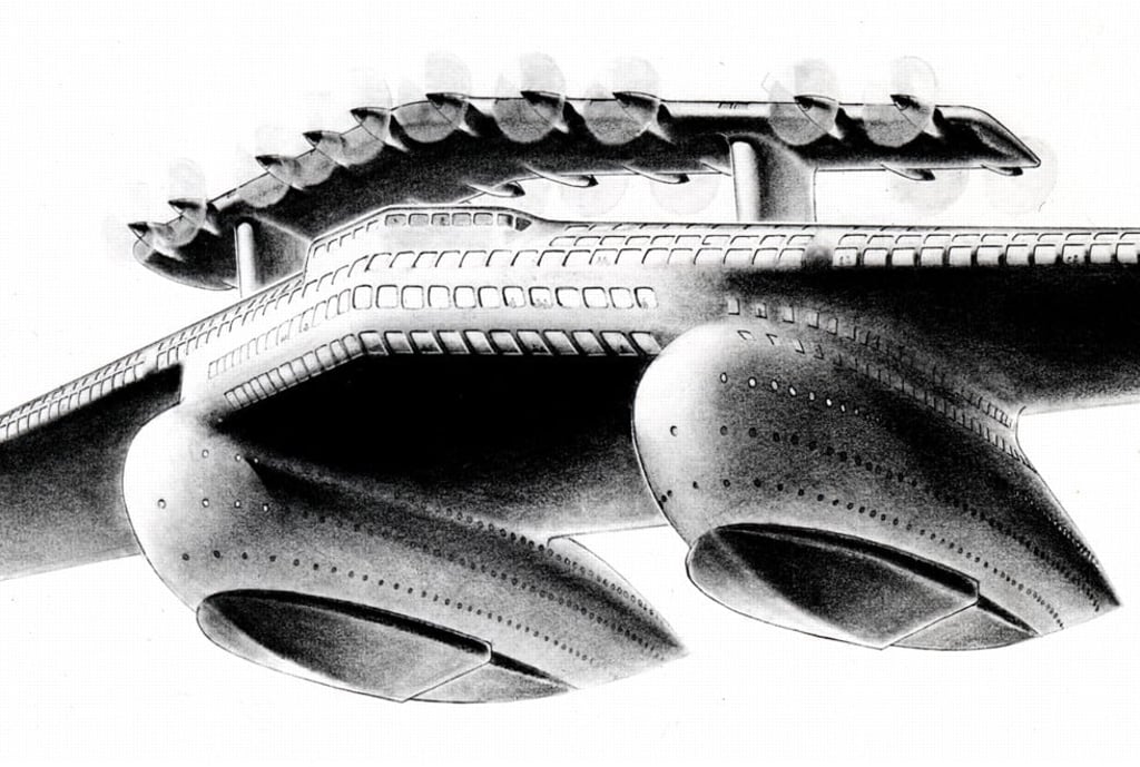 Airliner Number 4, designed by Norman Bel Geddes. Airliner Number 4, designed by Norman Bel Geddes.