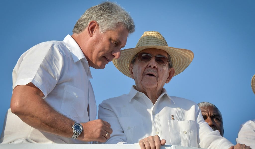 Miguel Diaz-Canel, left, with Raul Castro in 2016, attending the May Day parade at Revolution Square in Havana, Cuba. Photo: AFP Miguel Diaz-Canel, left, with Raul Castro in 2016, attending the May Day parade at Revolution Square in Havana, Cuba. Photo: AFP