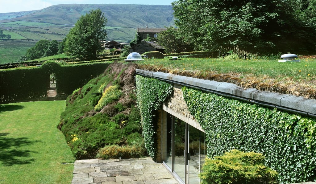 The first modern earth-sheltered house in Britain. Built in 1975, it is pictured here in Yorkshire in 1996. Photo: Alamy