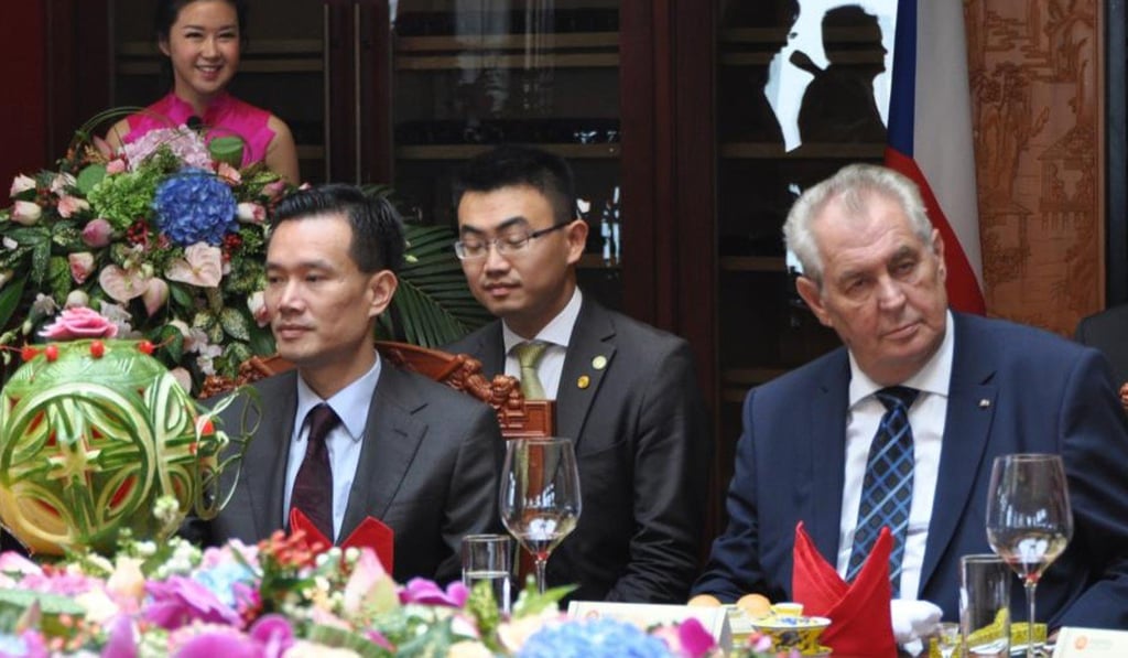 CEFC founder Ye Jianming (left) with Czech President Milos Zeman (right), during a meeting in the Czech Republic. Photo: Handout