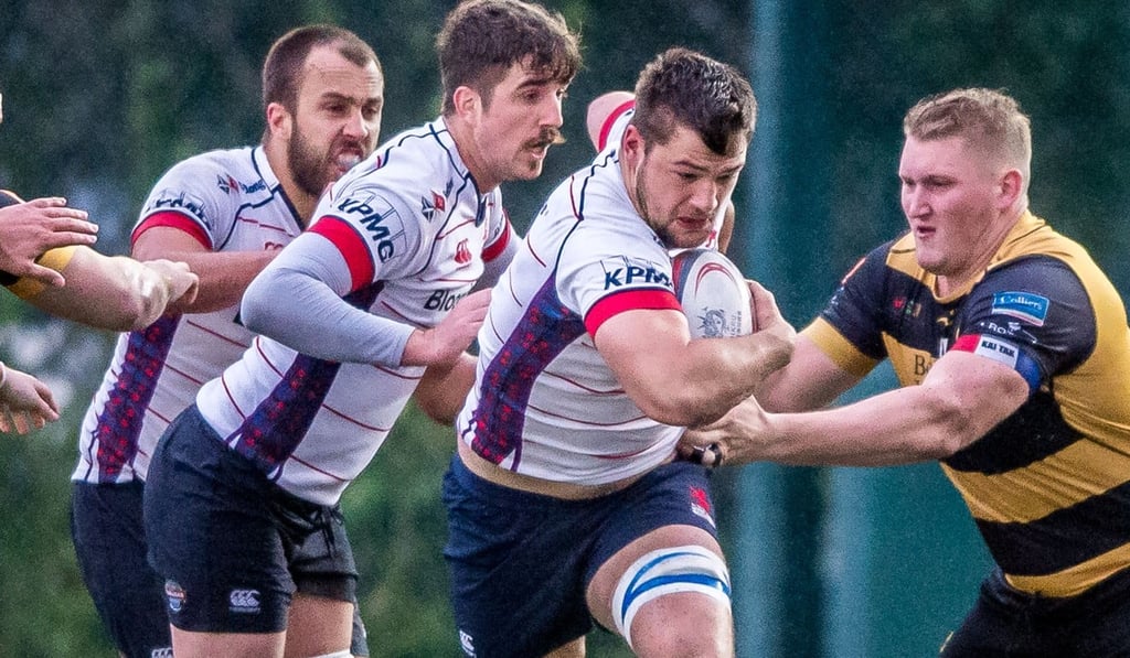 Josh Dowsing carries for Scottish in the Hong Kong Premiership. Photo: HKRU