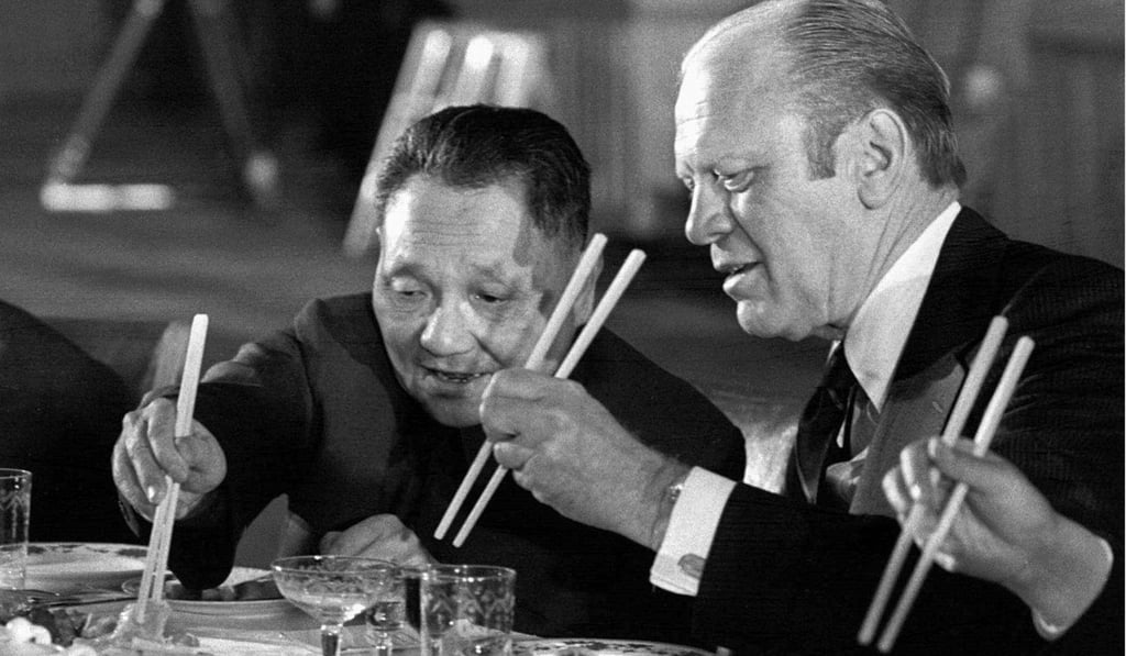 US President Gerald Ford, shown in 1975 dining with China’s leader Deng Xiaoping in Beijing - then known as Peking - , launched CFIUS to advise the commander-in-chief on how to respond to investments which could have ‘major implications’ for US national interests. Photo: Reuters