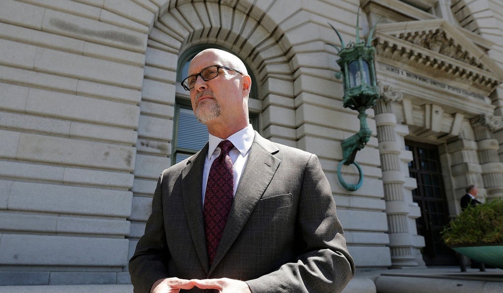 Jeffrey Kerr, a lawyer for the People for the Ethical Treatment of Animals (PETA), speaks to reporters outside the Ninth US Circuit Court of Appeals in San Francisco in July 2017. A federal appeals court ruled on Monday in a case filed by PETA that a monkey cannot sue over rights to a photo it took because US copyright law does not allow animals to file lawsuits. Photo: AP