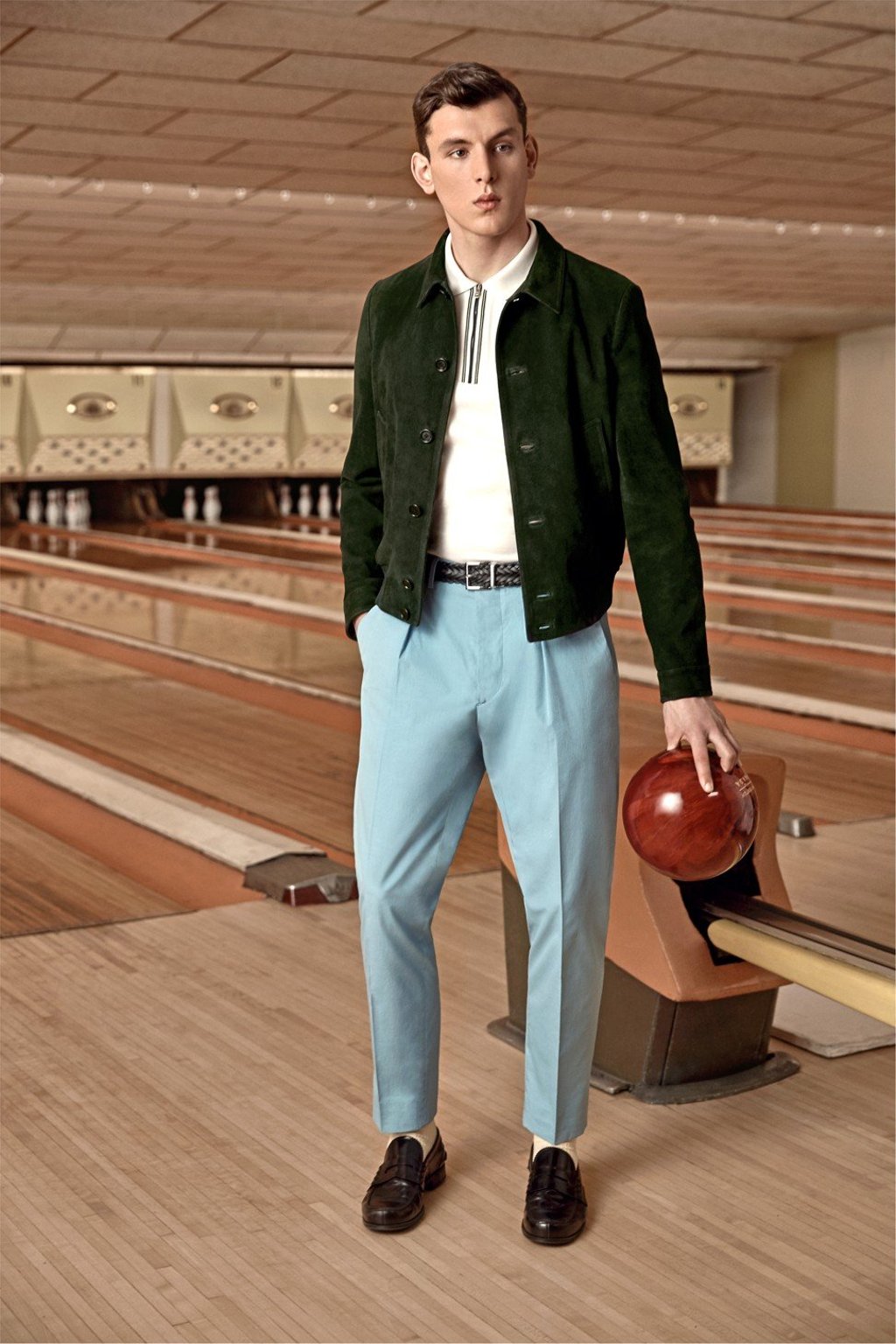 The 32-piece Prada x Mr Porter bowling-inspired capsule collection features ready-to-wear clothes, shoes and accessories.