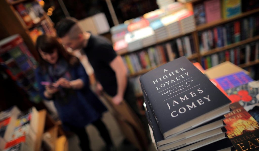 Copies of former FBI director James Comey's book “A Higher Loyalty” are seen at Kramerbooks book store in Washington on April 17. Photo: Reuters