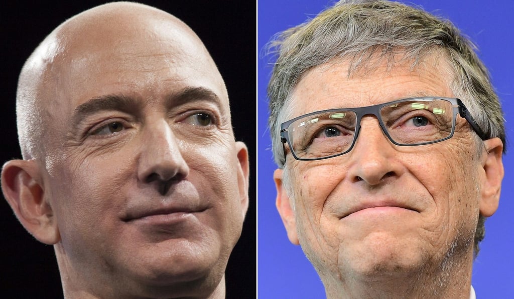 Amazon founder and CEO Jeff Bezos (left) and Microsoft founder Bill Gates. Photo: Agence France-Presse