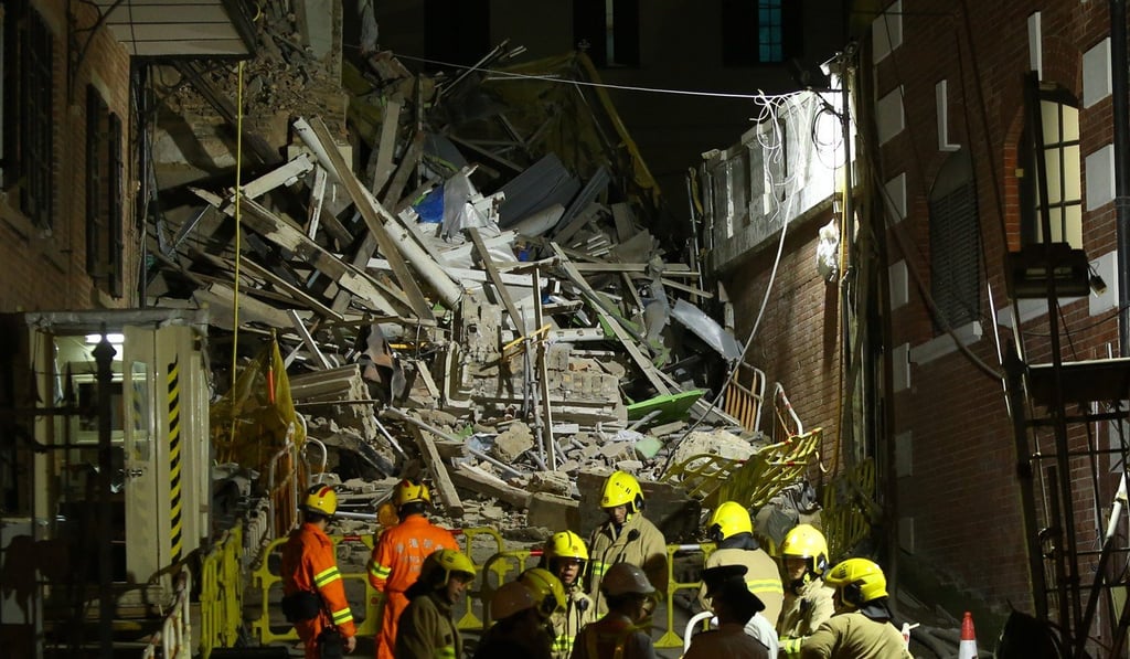 The collapse of the roof and a wall of the former married police inspectors' quarters at the Central compound in 2016 delayed the Jockey Club project. Photo: Edmond So