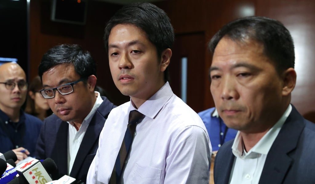 Hui (centre) was elected to Hong Kong’s legislature in 2016. Photo: K.Y. Cheng