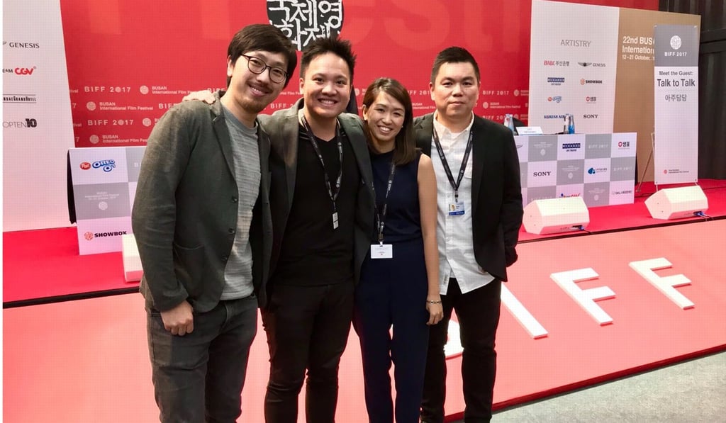 The Hong Kong Ten Years team at Busan International Film Festival in 2017, (from left) film producers Ng Ka-leung, Felix Tsang, Lorraine Ma and Andrew Choi.