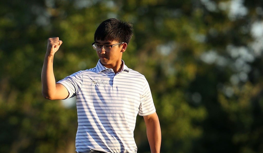 Dou Zecheng holes a putt on the 18th at the Zurich Classic of New Orleans. Dou Zecheng holes a putt on the 18th at the Zurich Classic of New Orleans.