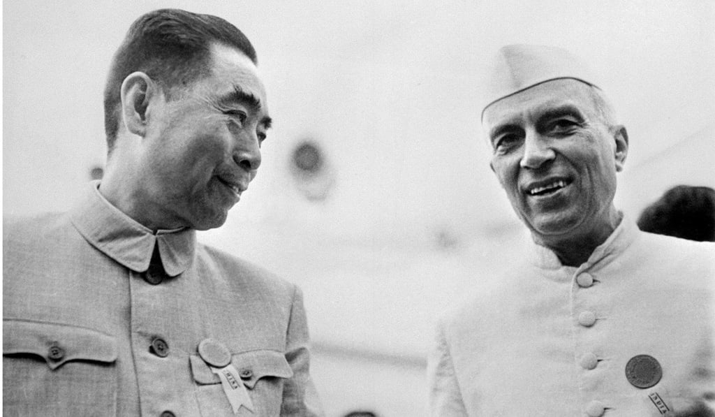Indian Prime Minister Pandit Jawaharlal Nehru, on an official visit to China in the 1950s, talks with Chinese leader Zhou Enlai. Photo: AFP