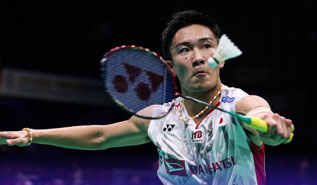 Japan’s Kento Momota in action at the Asian Championships. Photo: WBF