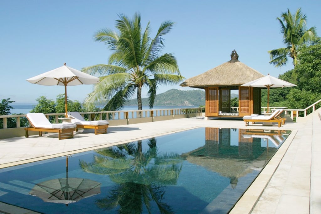 The pool and private terrace at the luxurious Amankila resort in east Bali.