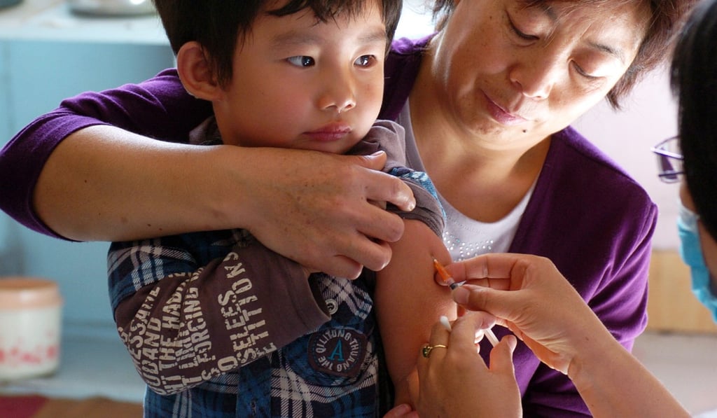 Children get two doses of the measles vaccine, at age one and in Primary One. Photo: Xinhua Children get two doses of the measles vaccine, at age one and in Primary One. Photo: Xinhua