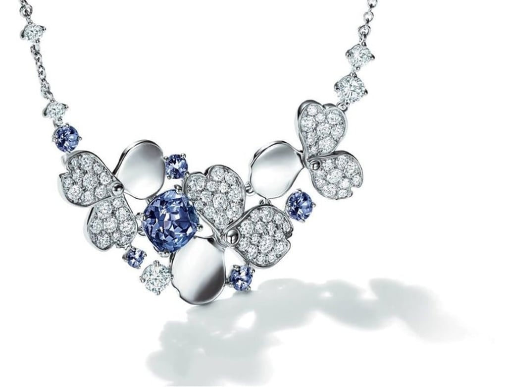 A platinum necklace with diamonds and tanzanites. Photo: Tiffany & Co. A platinum necklace with diamonds and tanzanites. Photo: Tiffany & Co.