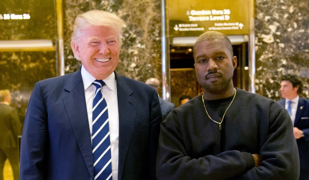 In this December 13, 2016, file photo, then-President-elect Donald Trump and Kanye West pose for a picture in the lobby of Trump Tower in New York. Photo: AP