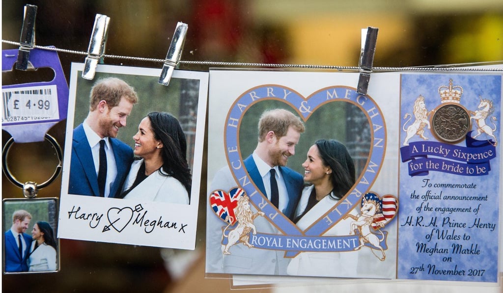 Royal wedding-themed cards and mementos in souvenir shops around Windsor. Picture: Alamy
