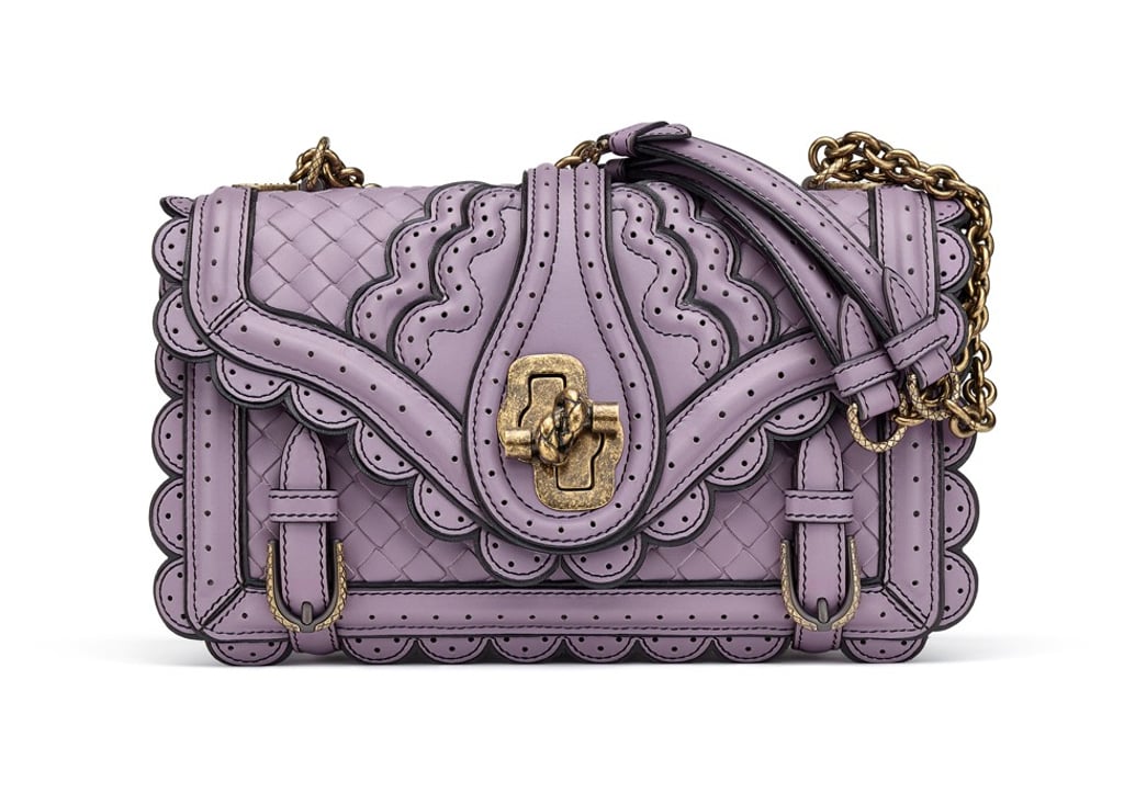 Bottega Veneta. With a geometric motif, this Lilac Parme Enamel Knot clutch adds an edgy twist to any outfit, HK$35,800