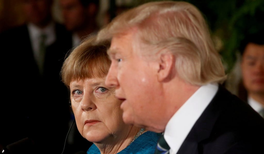 Germany's Chancellor Angela Merkel and US President Donald Trump at a joint press conference at the White House in Washington in March 2017. The two leaders reportedly have a frosty relationship. Photo: Reuters