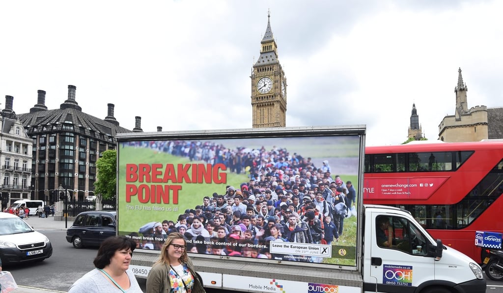 An anti-immigration poster by the UK Independence Party in the run-up to Britain’s referendum on membership of the European Union. Photo: EPA