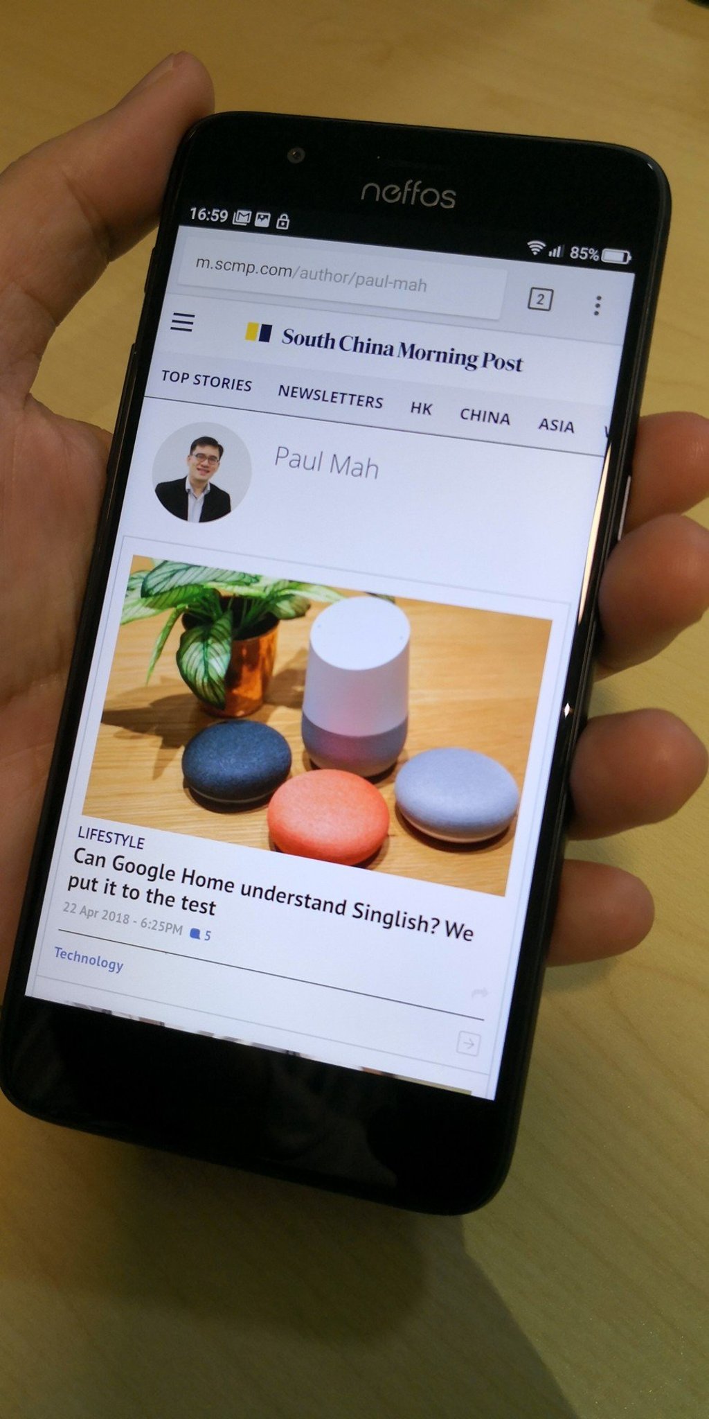 The Neffos N1 has a 5.5in display.