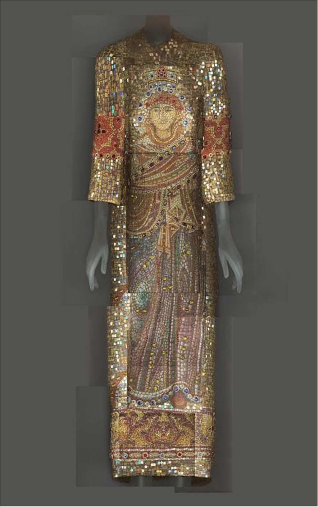 A Dolce & Gabbana gown, created for an autumn 2013 collection, which was influenced by the Catholic Church and features in the exhibition at the Metropolitan Museum of Art in New York. Photo: Metropolitan Museum