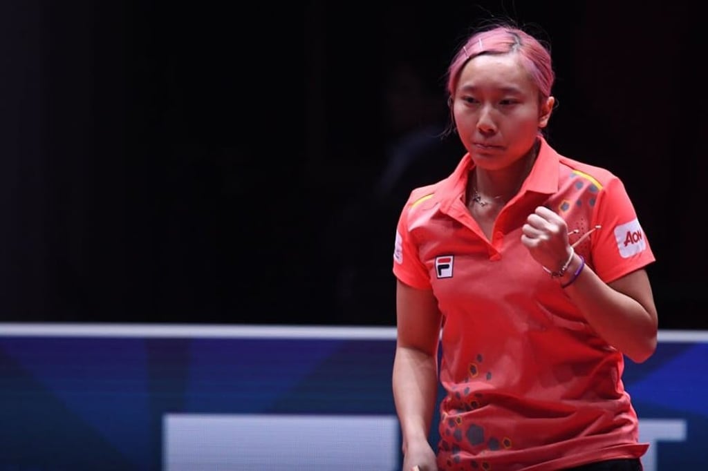 Minnie Soo Wai-yam celebrates a point.