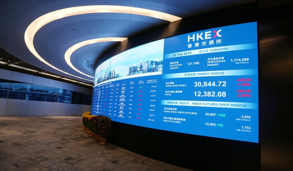 The HKEX Connect Hall in Hong Kong’s Central district. None of the biggest technology companies listed in the city have fared well this quarter. Photo: Xiaomei Chen