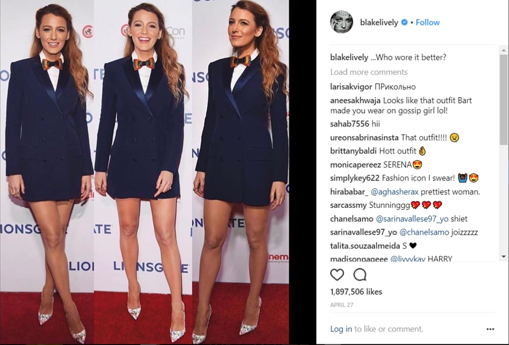 Blake Lively's blazer dress offers an alternative way to wear a smart jacket. Picture: Instagram/@blakelively