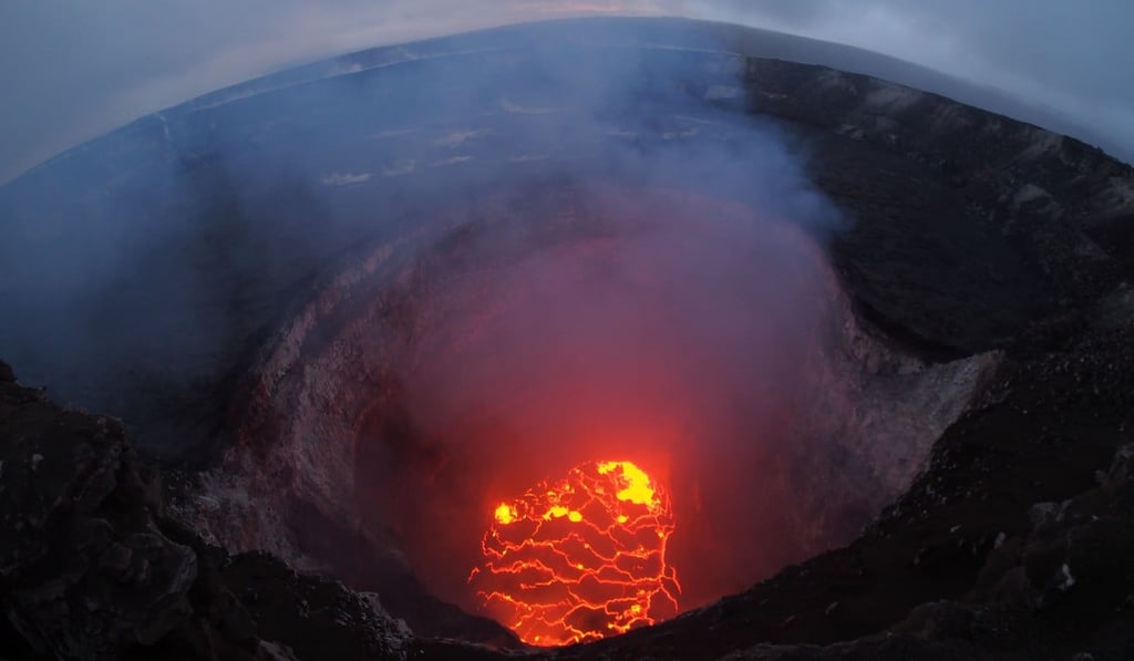 A wide-angle camera view captures the entire north portion of the Overlook crater at Hawaii's Kilauea volcano on Monday. Photo: US Geological Survey A wide-angle camera view captures the entire north portion of the Overlook crater at Hawaii's Kilauea volcano on Monday. Photo: US Geological Survey