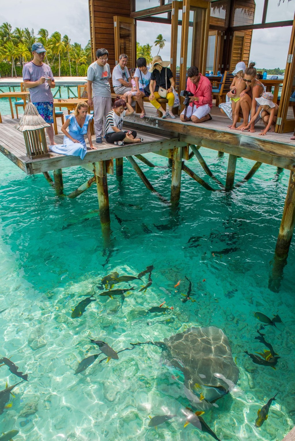 The busy sea at the Conrad Hilton Resort, in Rangali Island, the Maldives.